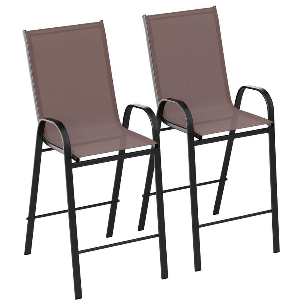 Brazos Series Black Outdoor Bar Stools - Pack of 2