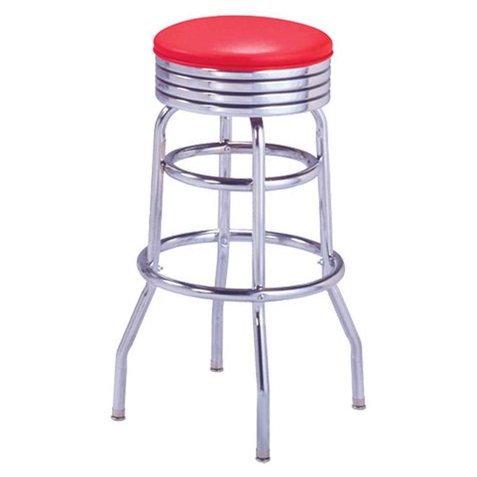 Custom Chrome Double Ring Swivel No Back Bar Stool