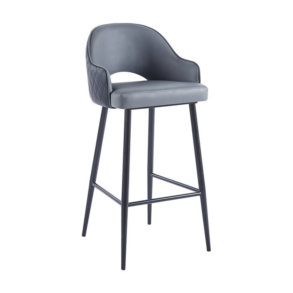 Indoor Steel Upholstered Bar Stools with Vinyl Seat and Quilted Back