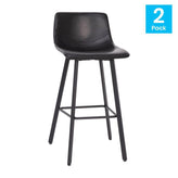 Caleb Modern Armless Counter Height Commercial Grade Barstool - Pack of 2