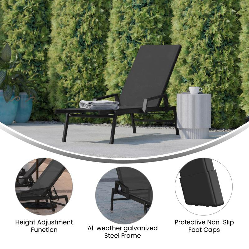 Brazos Adjustable Outdoor Chaise Lounge Chair with Arms