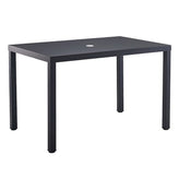 Outdoor Black Metal Table 30x48 with Umbrella Hole