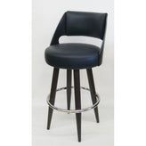 Wood Grain Metal Frame Bar Stool (Walnut) w/ chrome ring and Black Vinyl