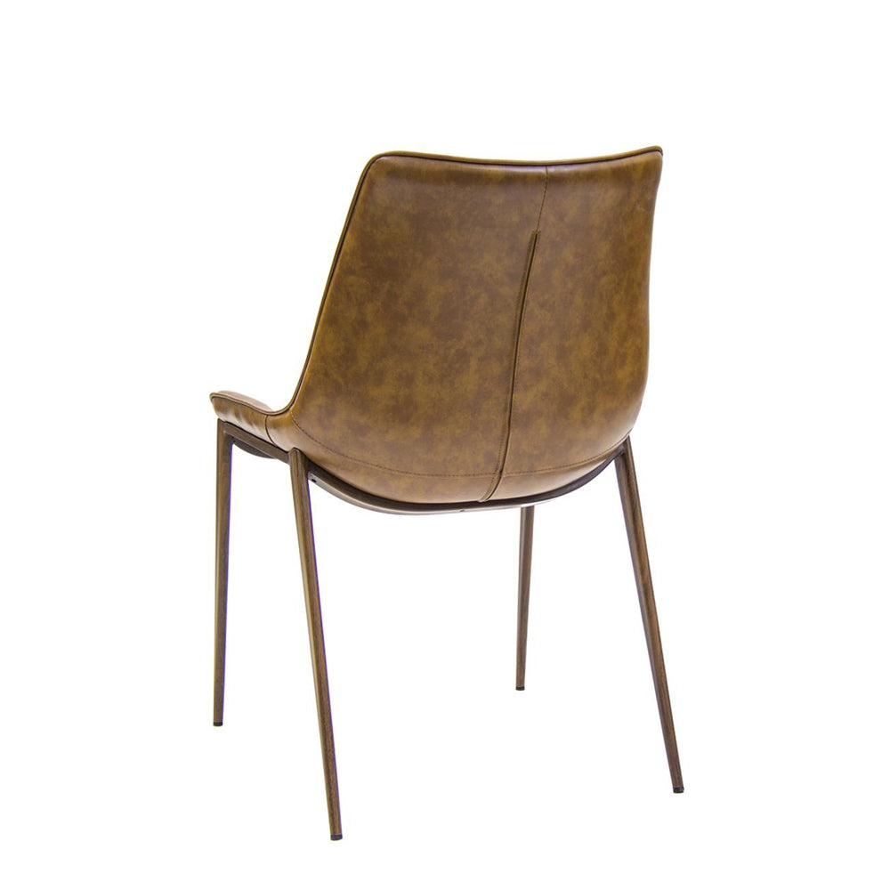 Indoor Wood Grain Metal Chair With Brown Vinyl Seat And Back