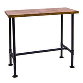 Indoor Bar Height Pinewood Table Top with Black Pipe Metal Base
