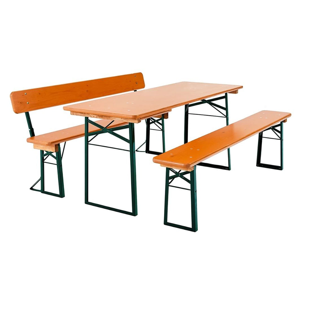 Classic Outdoor Beer Garden Table with Standard and Backrest Bench Set