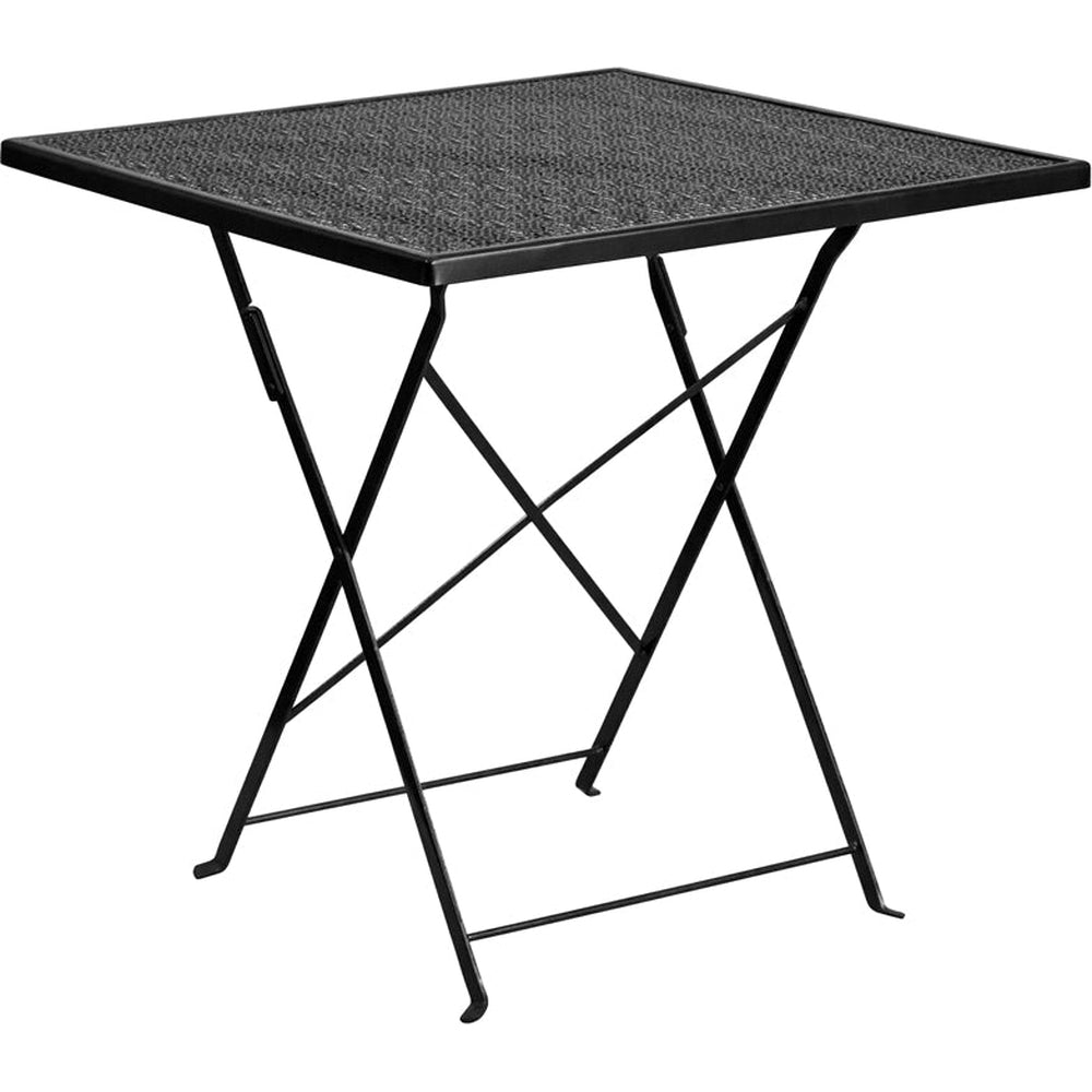 28 square indoor outdoor steel folding patio table black