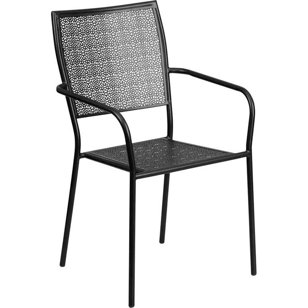 coral indoor outdoor steel patio arm chair with square back