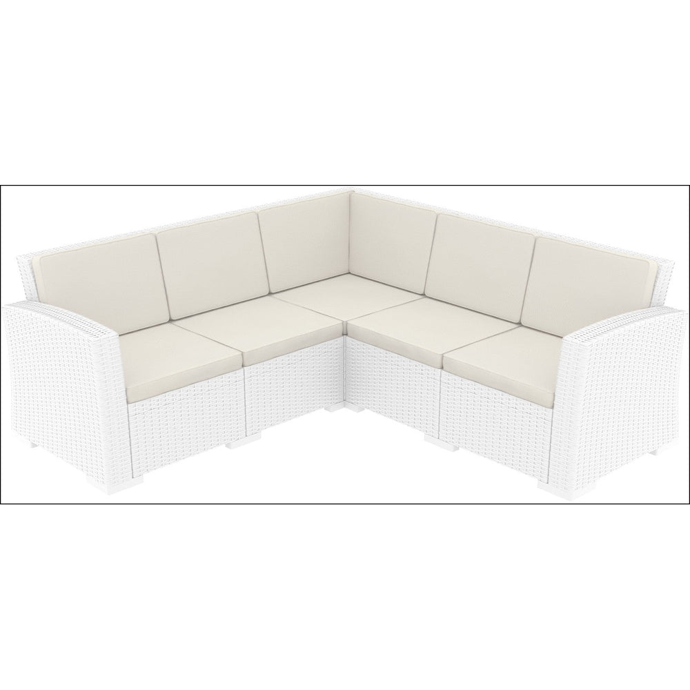 monaco resin patio sectional 5 piece white with cushion isp834 wh