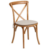 cross back chair with cushion stackable oak wood