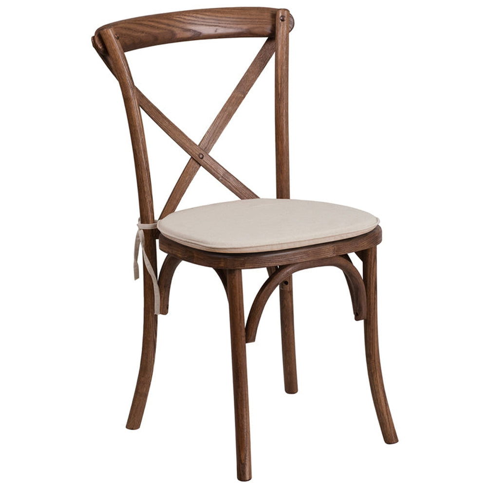 cross back stackable chair with cushion