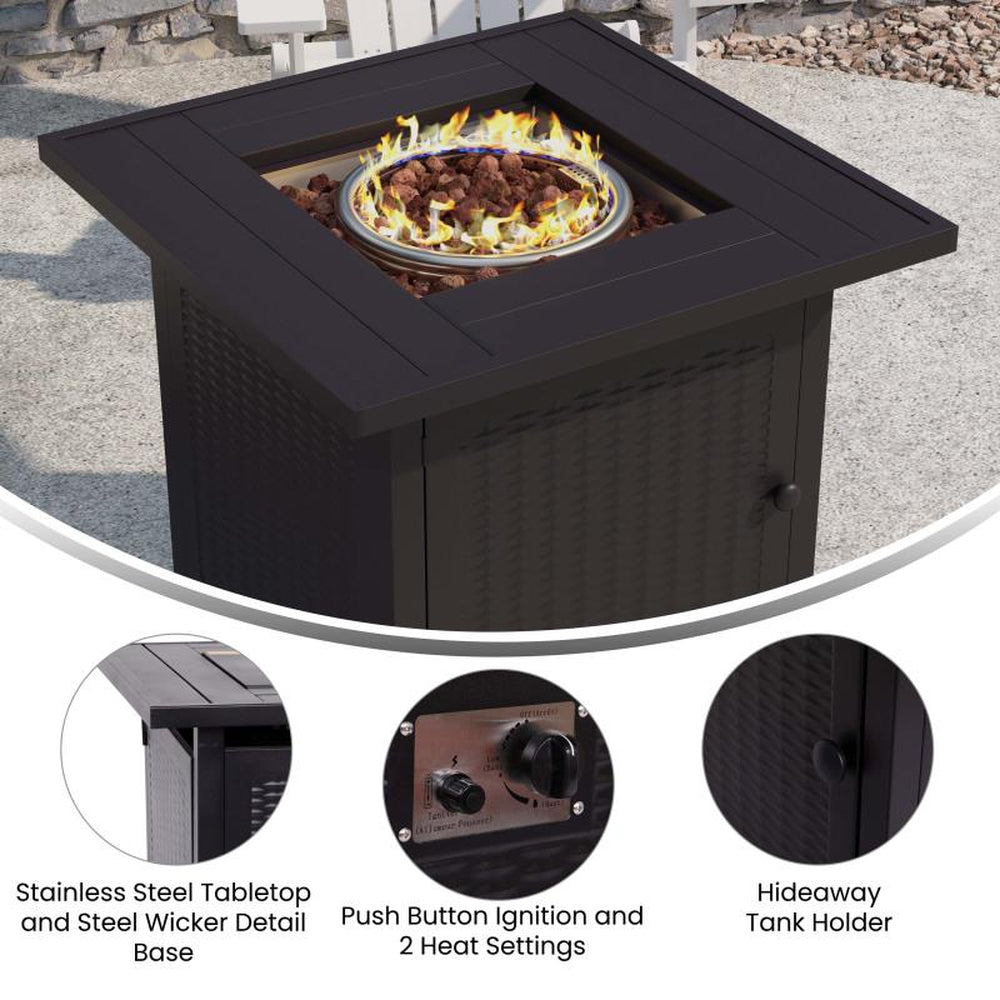 Olympia 28" Square Outdoor Propane Fire Pit Table