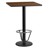30 inch square laminate table top with 18 inch round bar height table base and ft ring