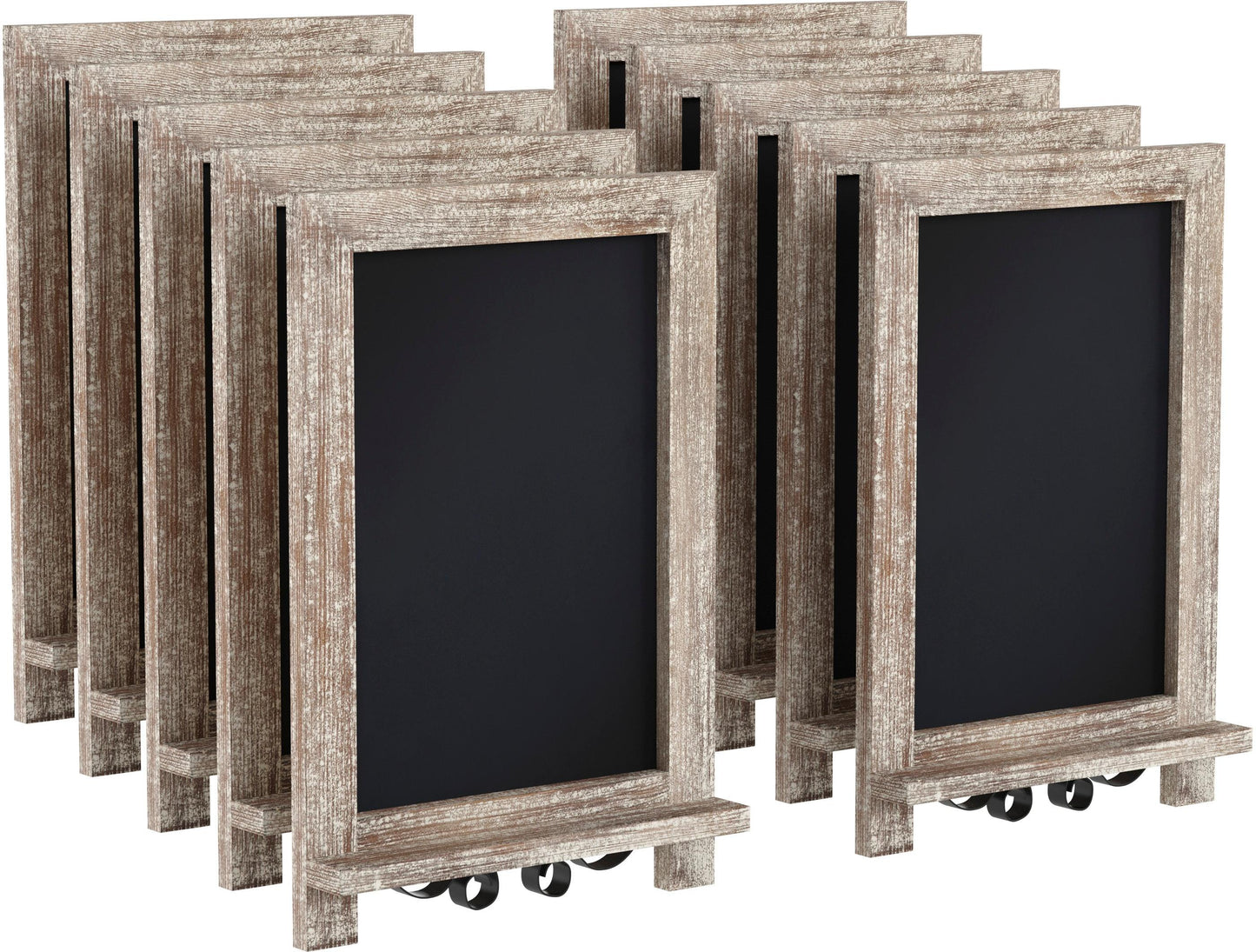 Canterbury 9.5" x 14" Weathered Tabletop Magnetic Chalkboards with Metal Scrolled Legs, Hanging Wall Chalkboards, Countertop Memo Boards, Set of 10