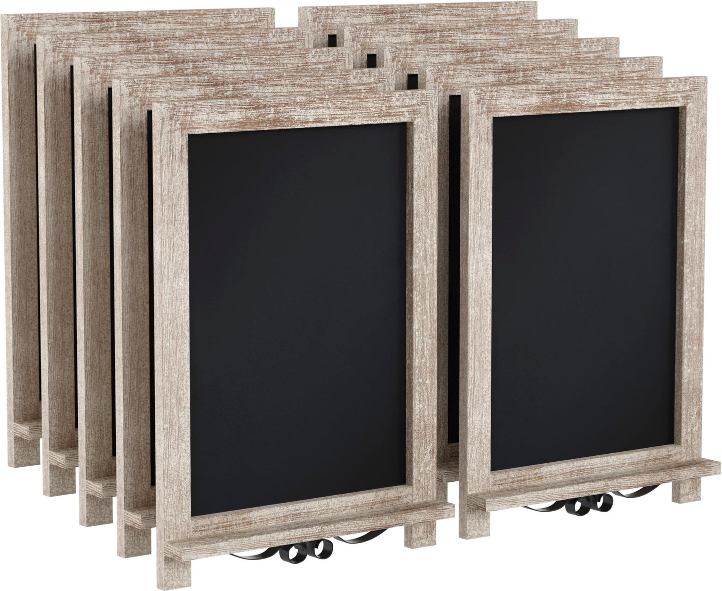 Canterbury 12" x 17" Weathered Tabletop Magnetic Chalkboards with Metal Scrolled Legs, Hanging Wall Chalkboards, Countertop Memo Boards, Set of 10