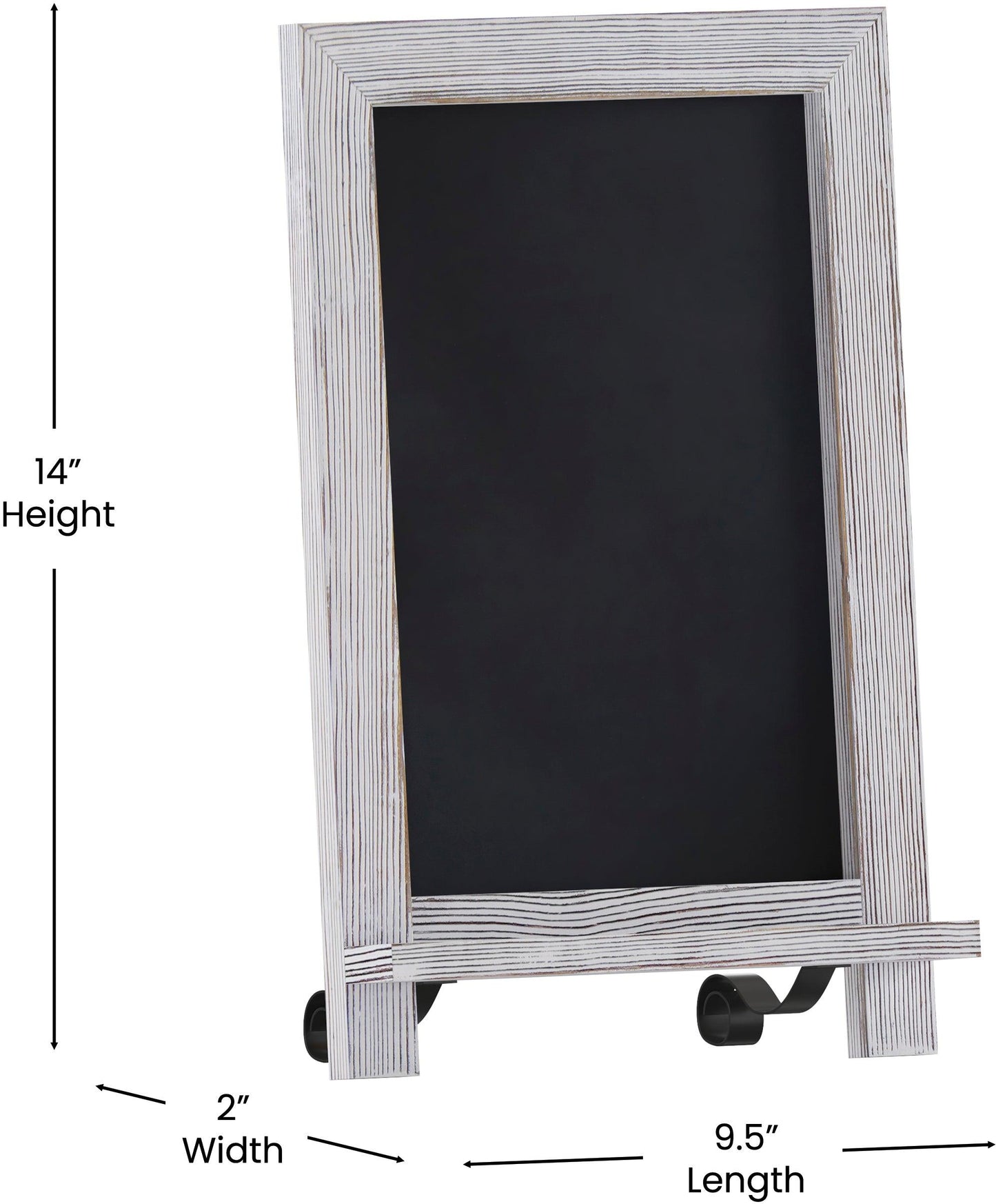 Canterbury 9.5" x 14" Whitewashed Tabletop Magnetic Chalkboards with Metal Scrolled Legs, Hanging Wall Chalkboards, Countertop Memo Boards, Set of 10
