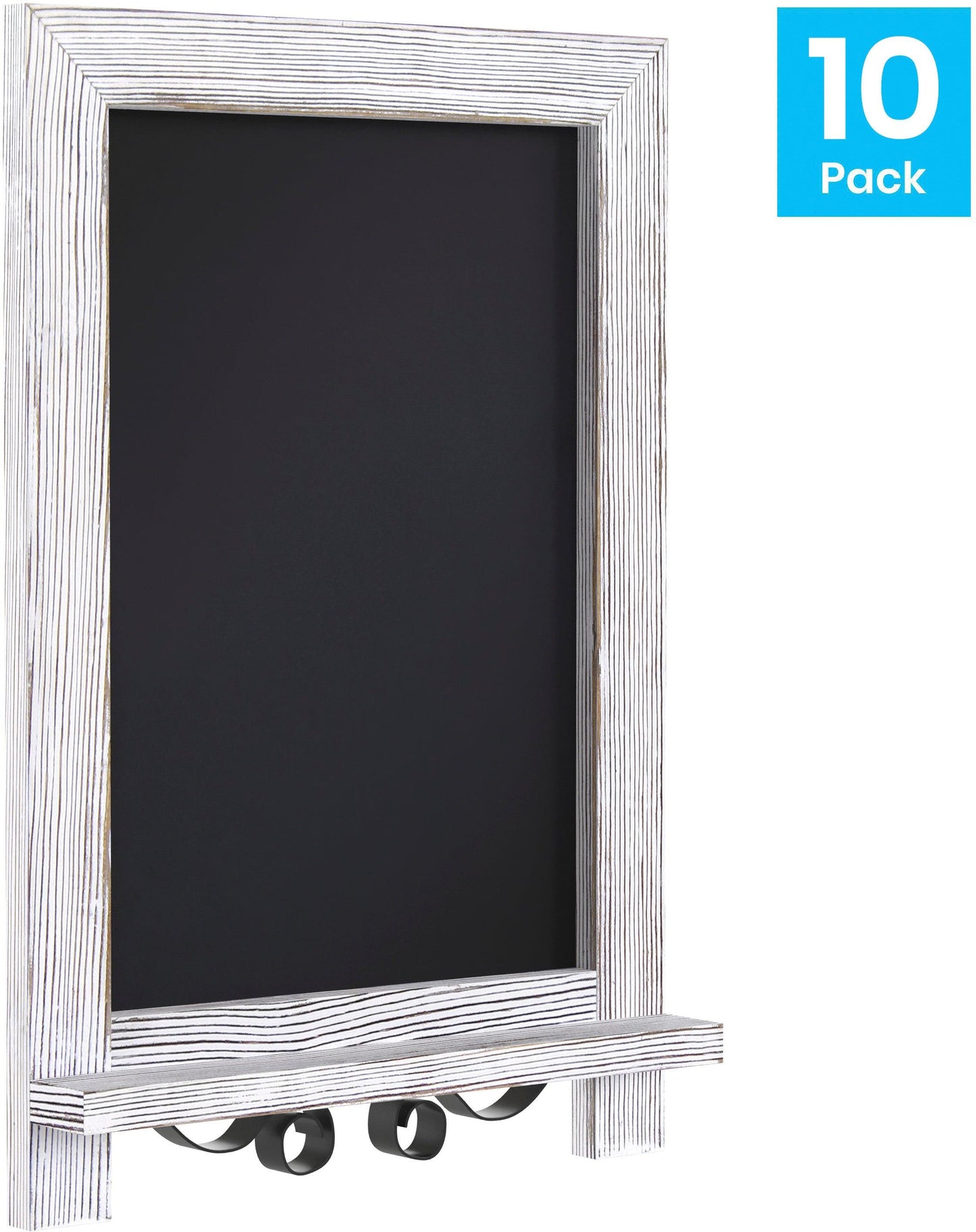 Canterbury 9.5" x 14" Whitewashed Tabletop Magnetic Chalkboards with Metal Scrolled Legs, Hanging Wall Chalkboards, Countertop Memo Boards, Set of 10