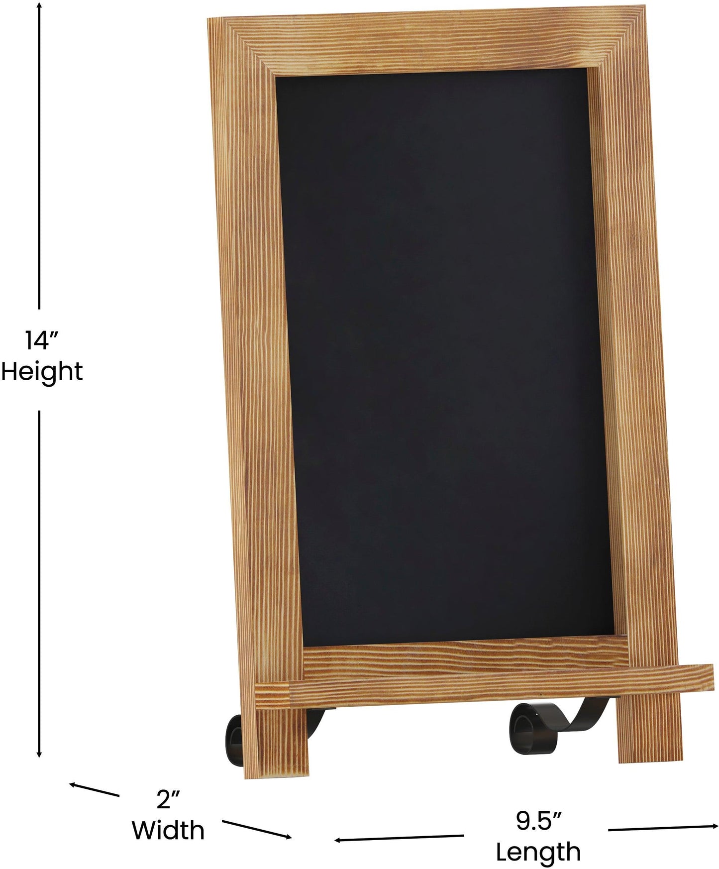 Canterbury 9.5" x 14" Torched Wood Tabletop Magnetic Chalkboards with Metal Scrolled Legs, Hanging Wall Chalkboards, Countertop Memo Boards, Set of 10