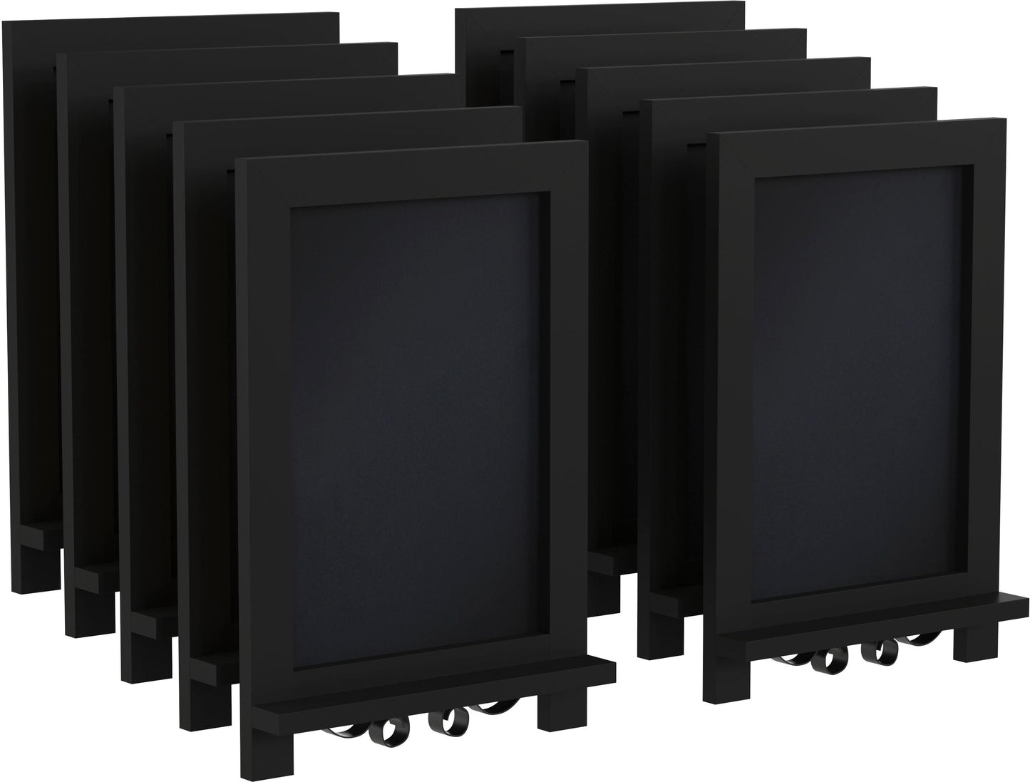 Canterbury 9.5" x 14" Black Tabletop Magnetic Chalkboards with Metal Scrolled Legs, Hanging Wall Chalkboards, Countertop Memo Boards, Set of 10