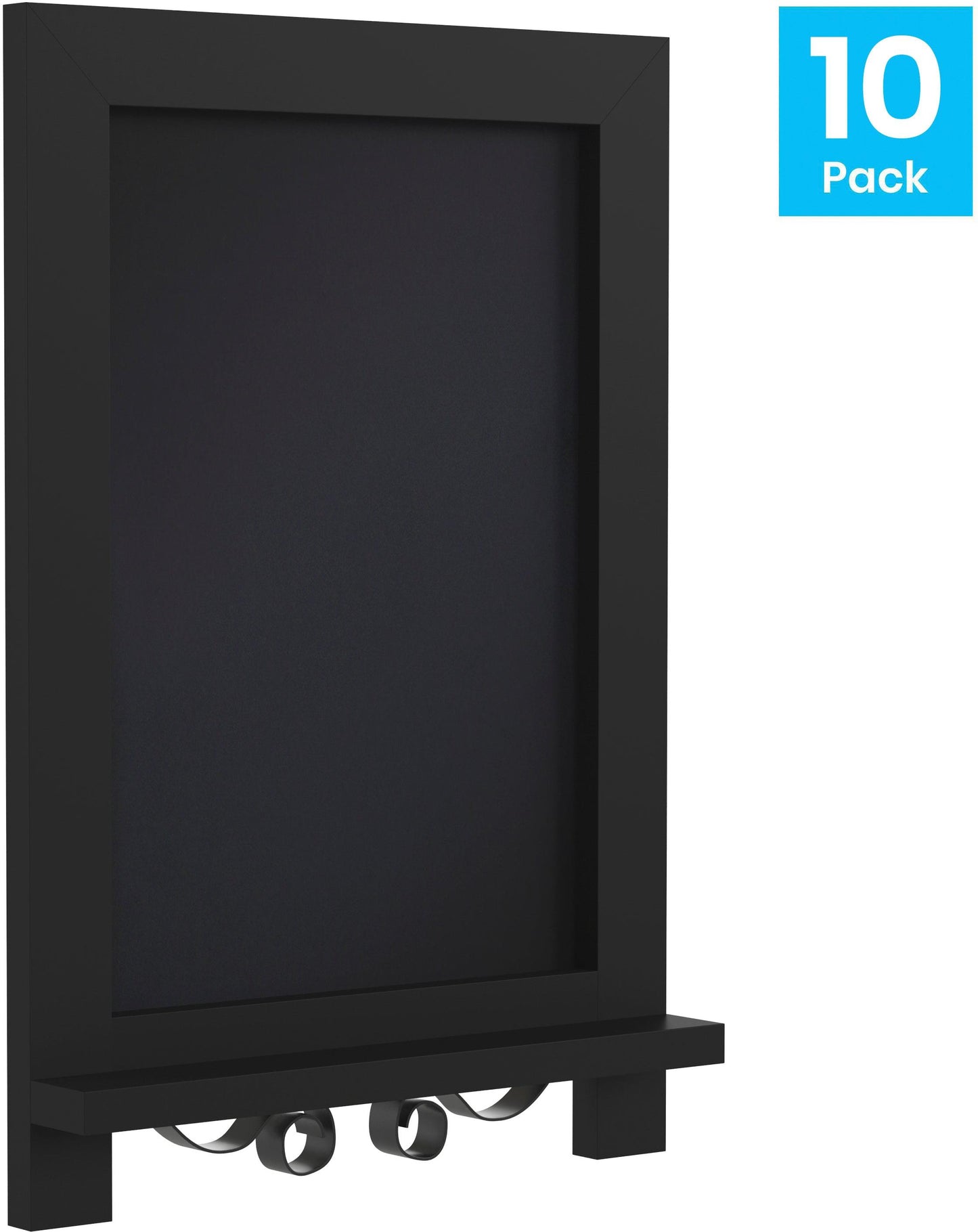 Canterbury 9.5" x 14" Black Tabletop Magnetic Chalkboards with Metal Scrolled Legs, Hanging Wall Chalkboards, Countertop Memo Boards, Set of 10