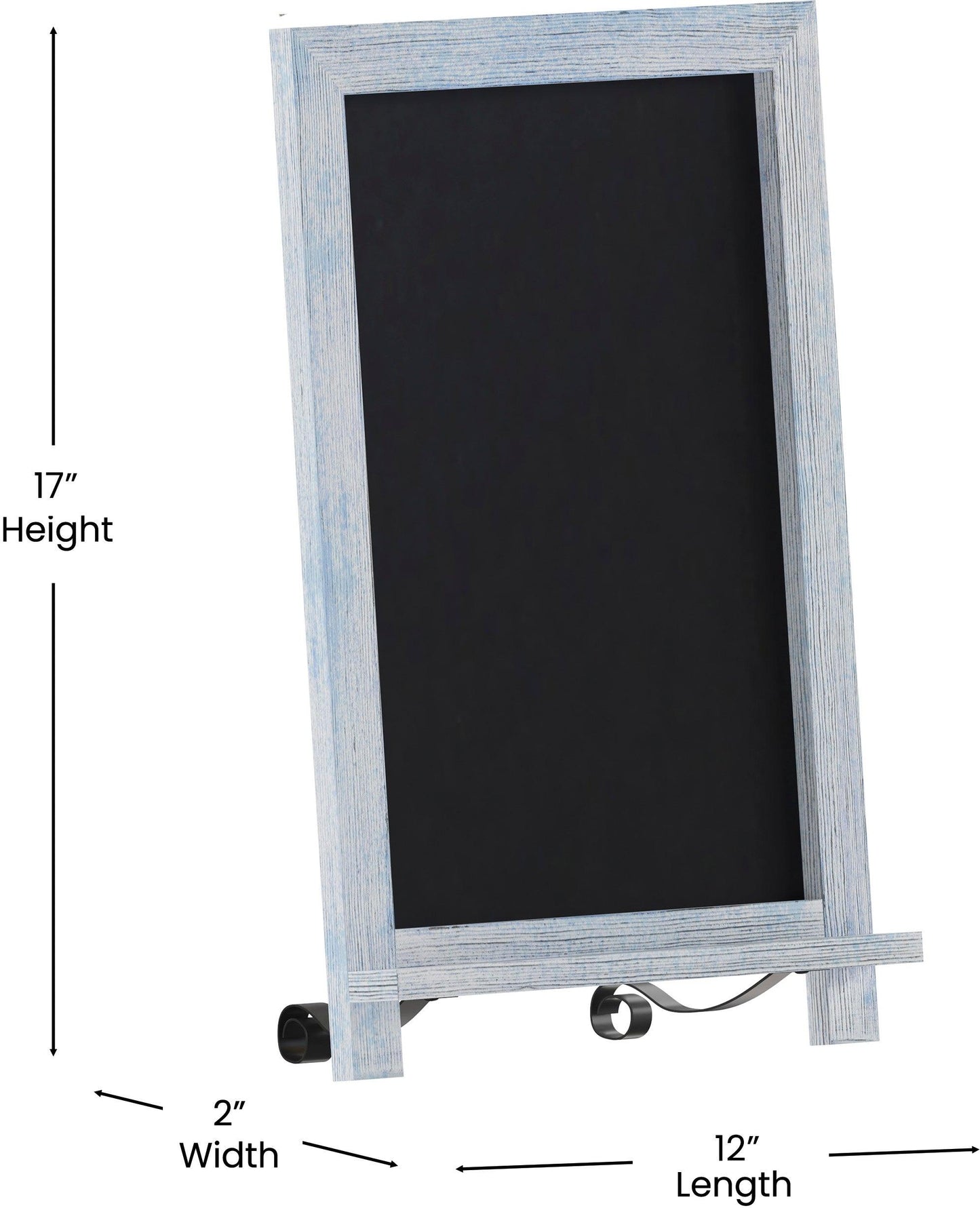 Canterbury 12" x 17" Rustic Blue Tabletop Magnetic Chalkboards with Metal Scrolled Legs, Hanging Wall Chalkboards, Countertop Memo Boards, Set of 10