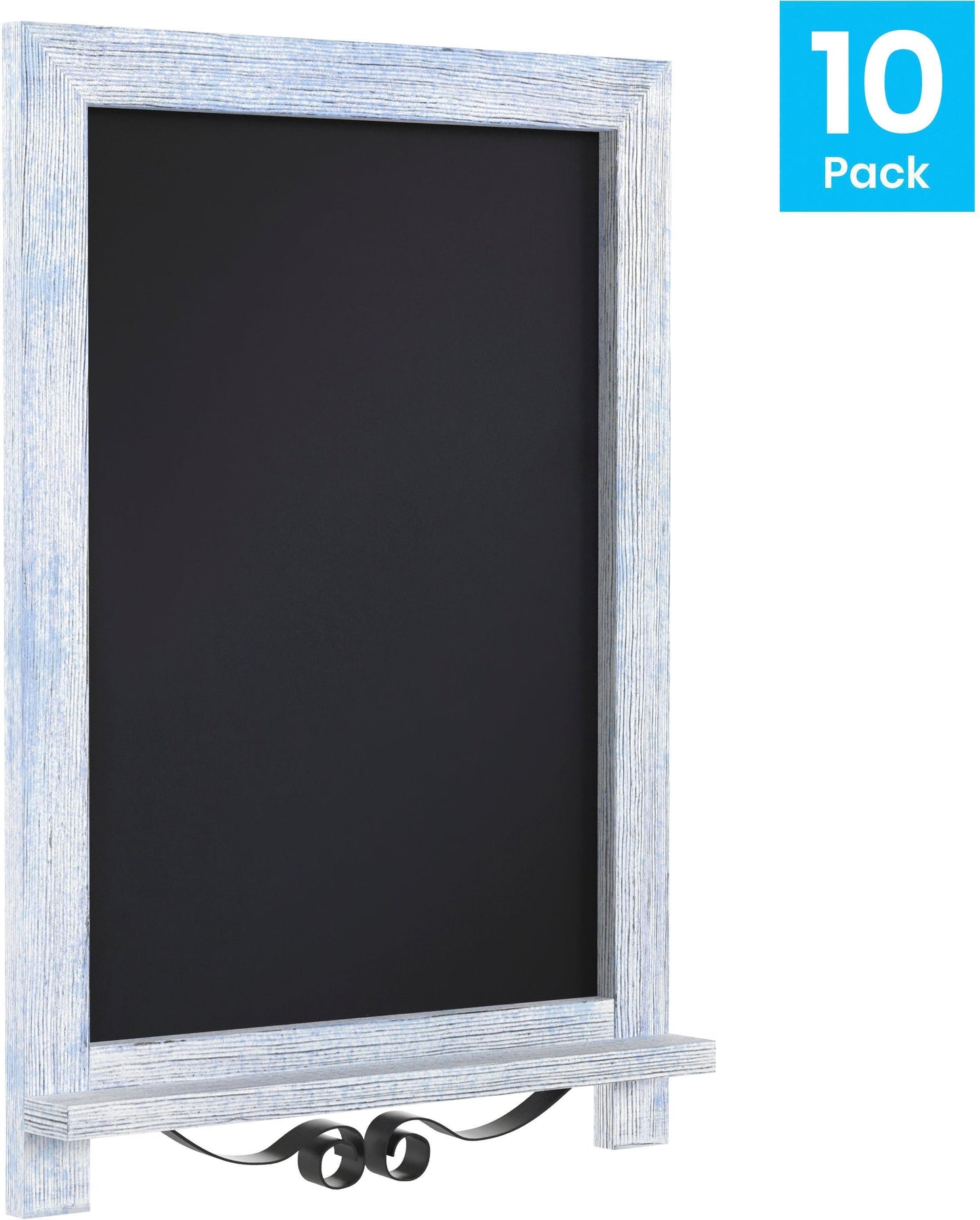 Canterbury 12" x 17" Rustic Blue Tabletop Magnetic Chalkboards with Metal Scrolled Legs, Hanging Wall Chalkboards, Countertop Memo Boards, Set of 10