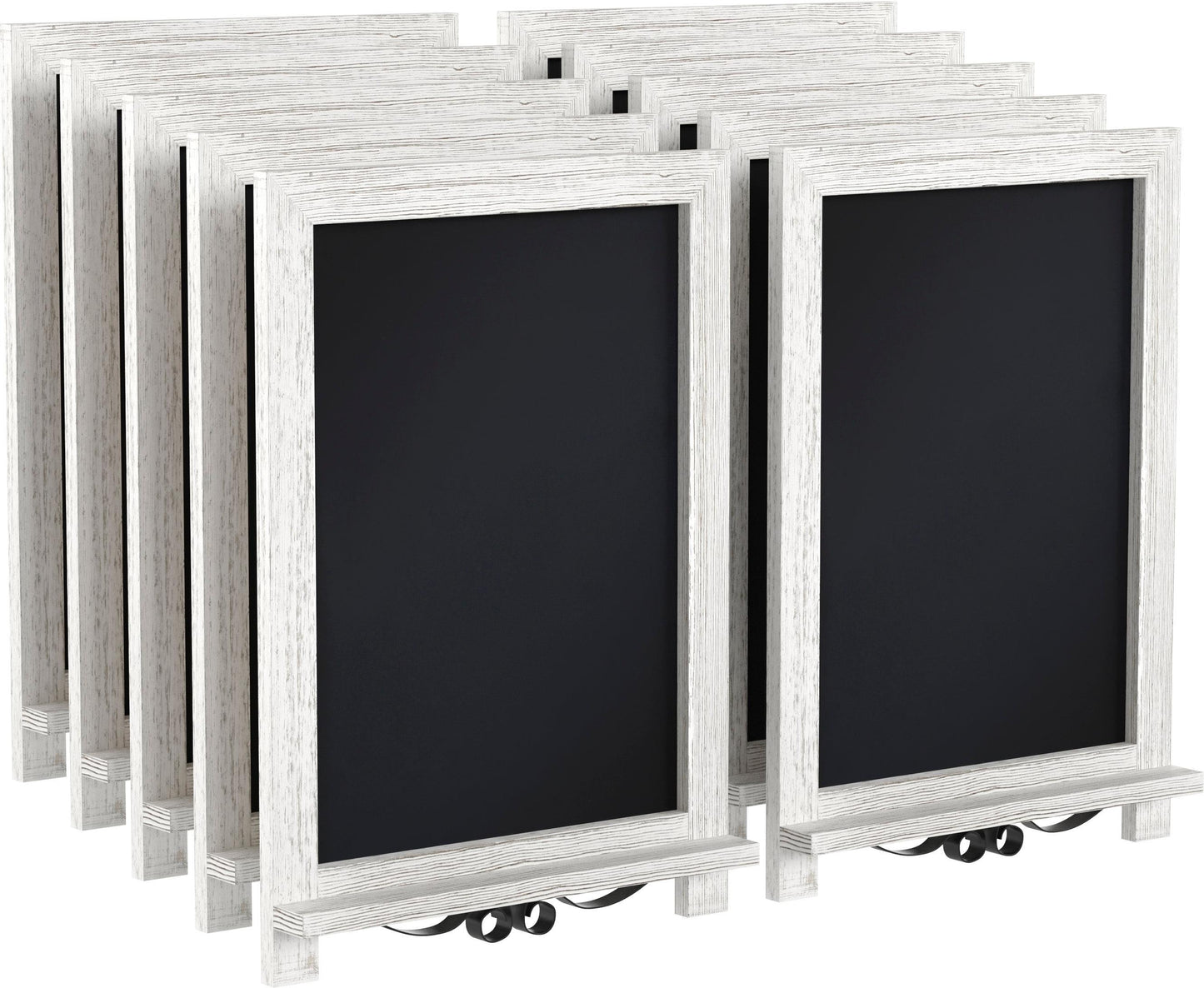 Canterbury 12" x 17" Whitewashed Tabletop Magnetic Chalkboards with Metal Scrolled Legs, Hanging Wall Chalkboards, Countertop Memo Boards, Set of 10