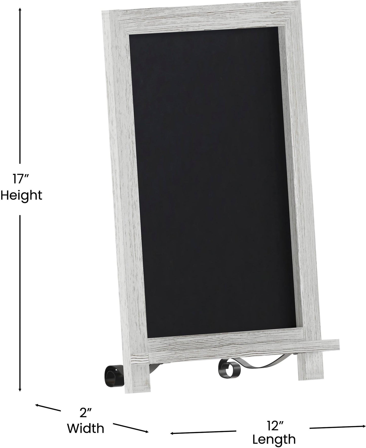 Canterbury 12" x 17" Whitewashed Tabletop Magnetic Chalkboards with Metal Scrolled Legs, Hanging Wall Chalkboards, Countertop Memo Boards, Set of 10