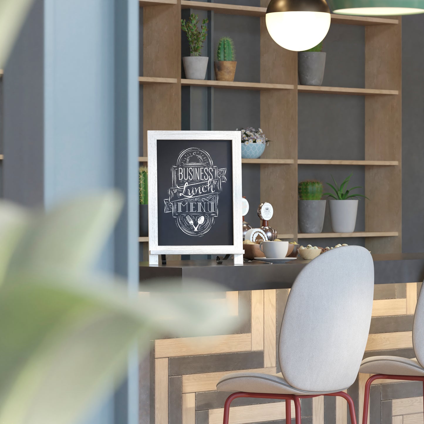 Canterbury 12" x 17" Whitewashed Tabletop Magnetic Chalkboards with Metal Scrolled Legs, Hanging Wall Chalkboards, Countertop Memo Boards, Set of 10