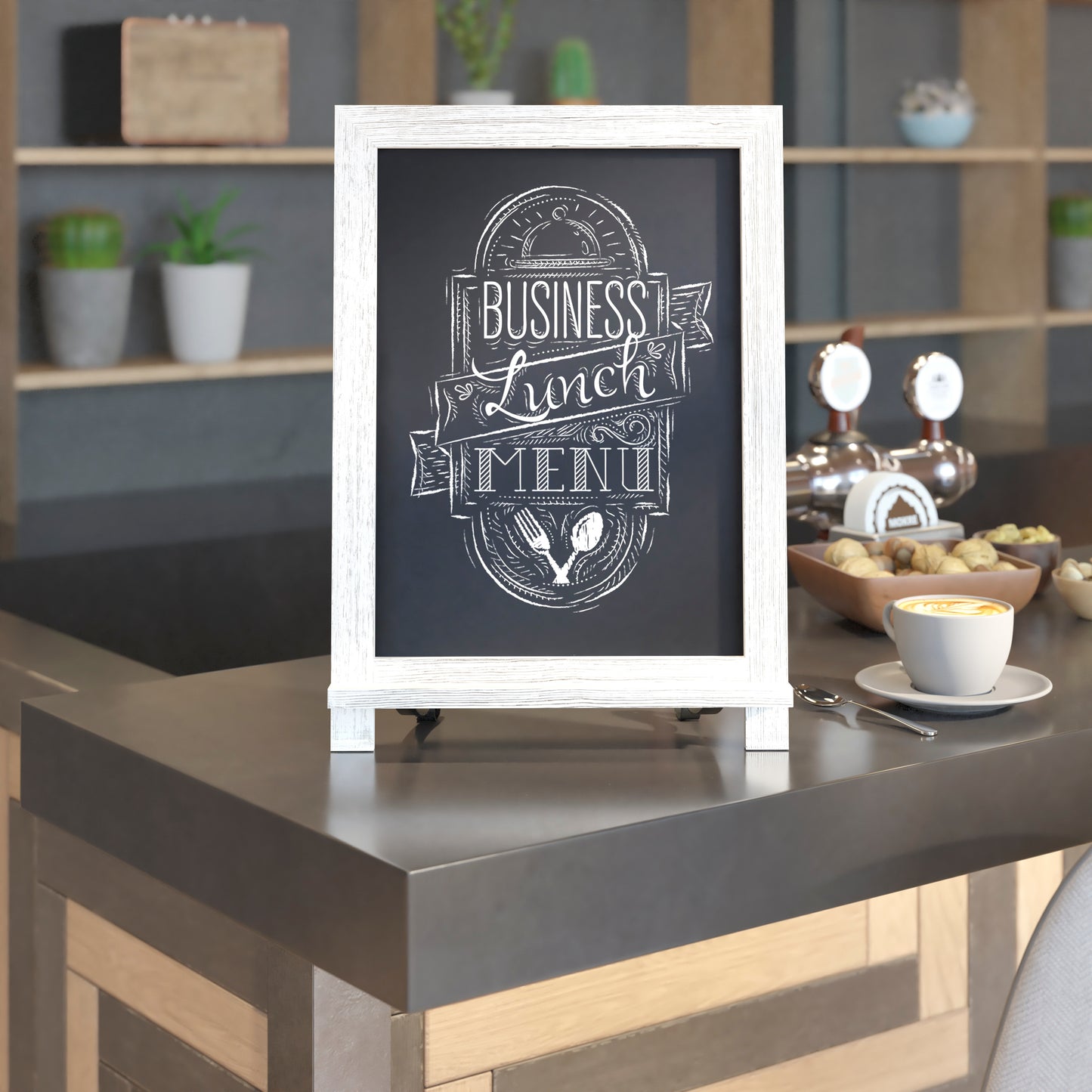 Canterbury 12" x 17" Whitewashed Tabletop Magnetic Chalkboards with Metal Scrolled Legs, Hanging Wall Chalkboards, Countertop Memo Boards, Set of 10