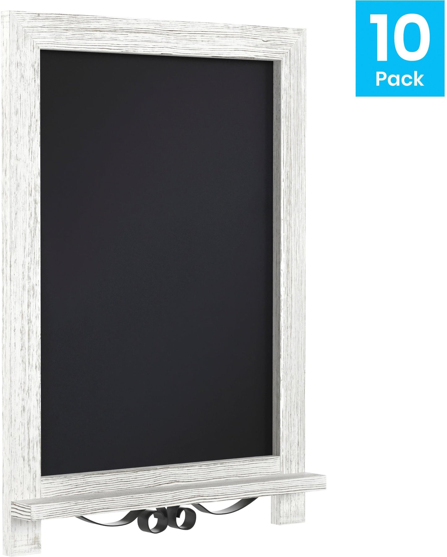Canterbury 12" x 17" Whitewashed Tabletop Magnetic Chalkboards with Metal Scrolled Legs, Hanging Wall Chalkboards, Countertop Memo Boards, Set of 10