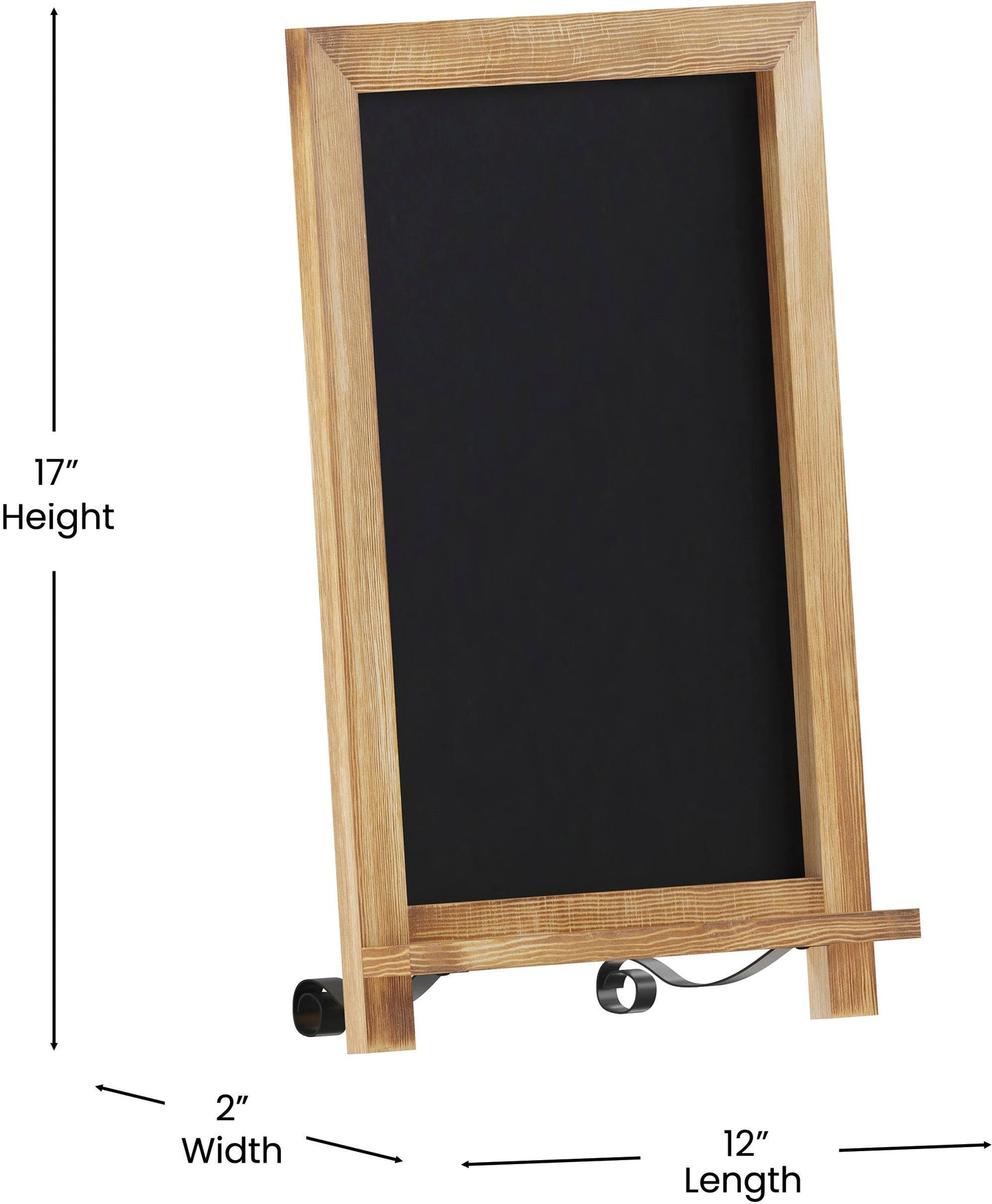 Canterbury 12" x 17" Torched Wood Tabletop Magnetic Chalkboards with Metal Scrolled Legs, Hanging Wall Chalkboards, Countertop Memo Boards, Set of 10