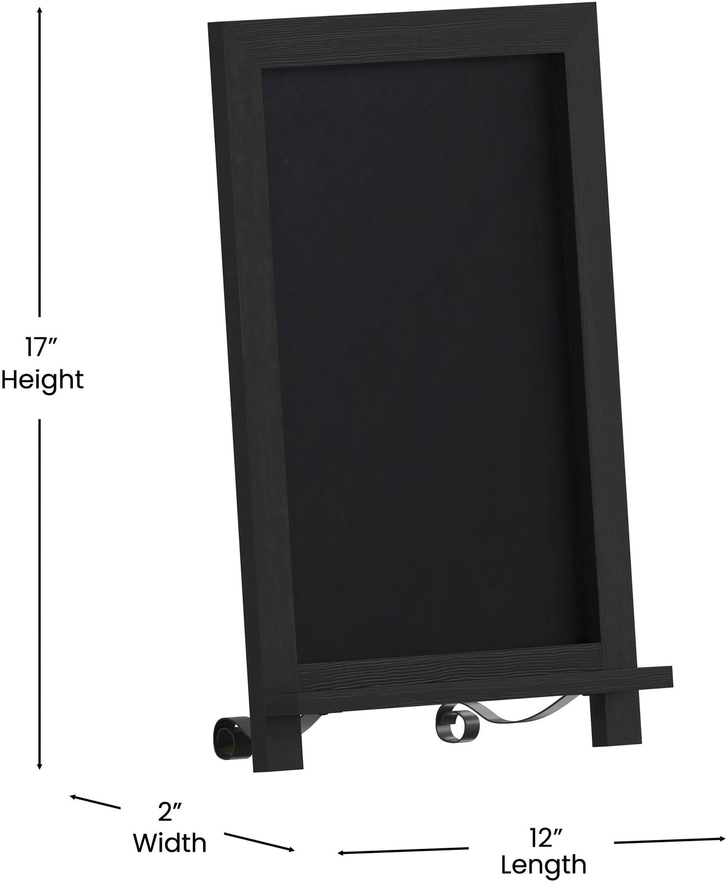 Canterbury 12" x 17" Black Tabletop Magnetic Chalkboards with Metal Scrolled Legs, Hanging Wall Chalkboards, Countertop Memo Boards, Set of 10