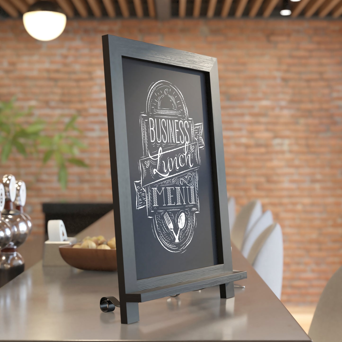 Canterbury 12" x 17" Black Tabletop Magnetic Chalkboards with Metal Scrolled Legs, Hanging Wall Chalkboards, Countertop Memo Boards, Set of 10