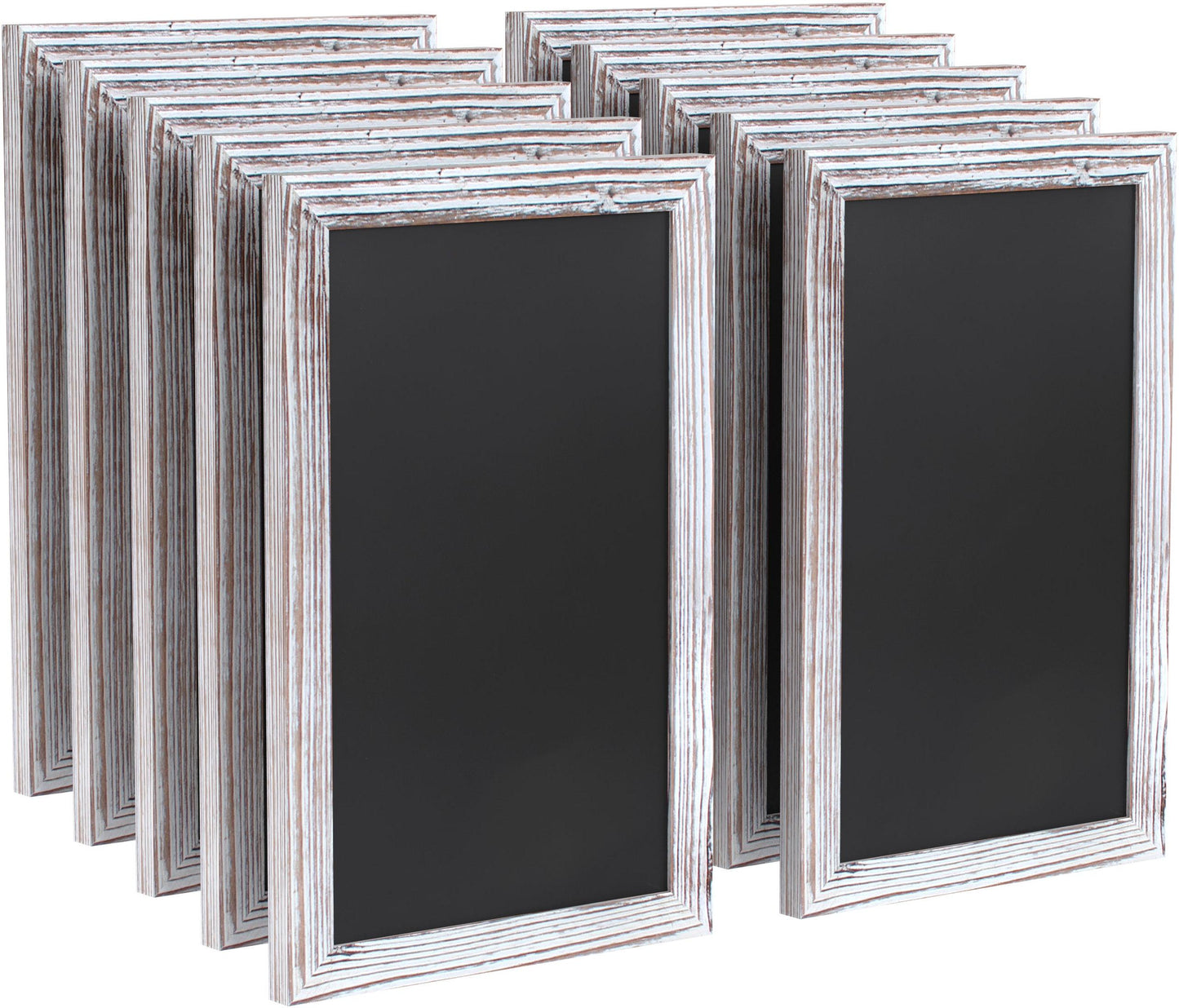 Canterbury 11" x 17" Whitewashed Wall Mount Magnetic Chalkboard Sign, Hanging Wall Chalkboard Memo Board for Home, School, or Business, Set of 10