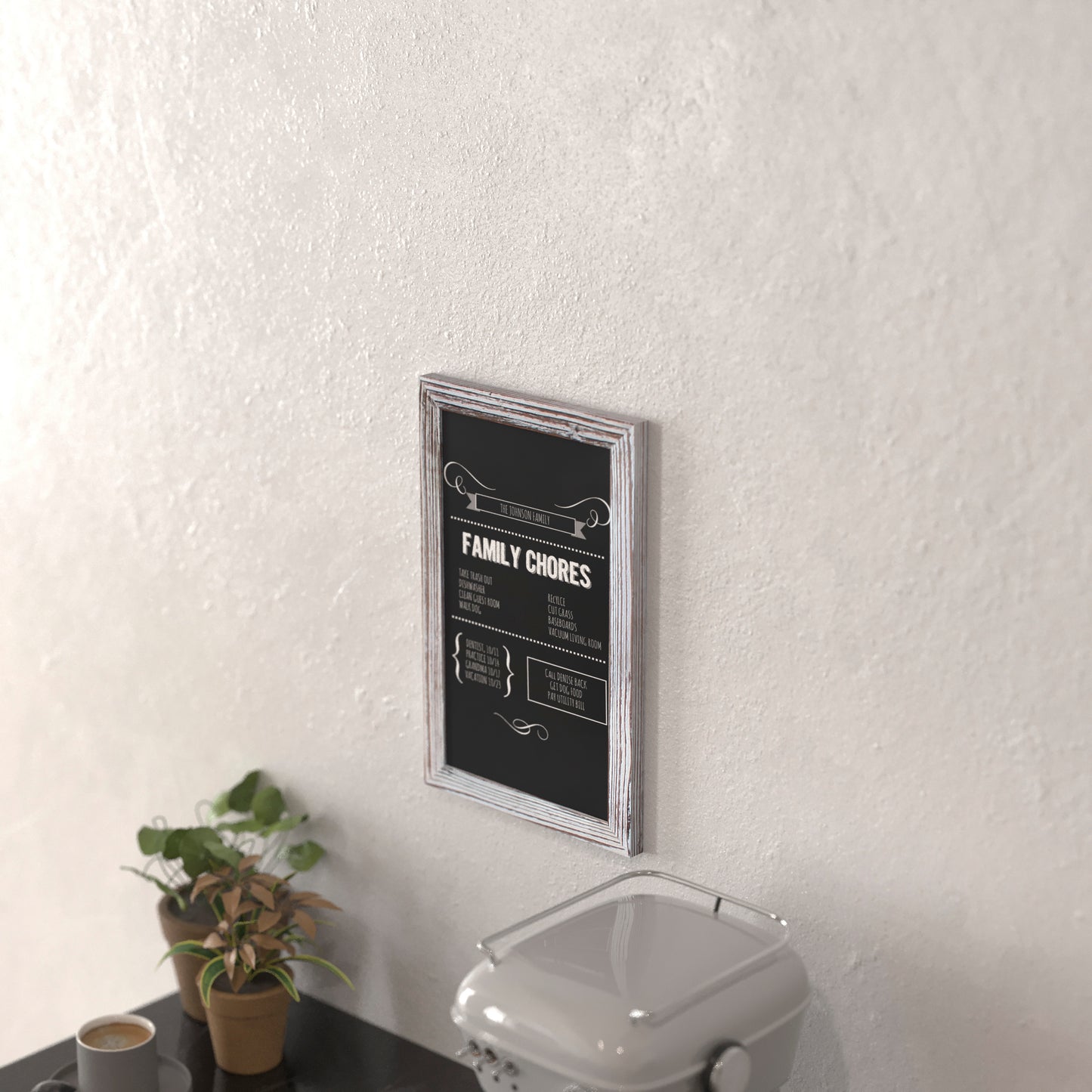 Canterbury 11" x 17" Whitewashed Wall Mount Magnetic Chalkboard Sign, Hanging Wall Chalkboard Memo Board for Home, School, or Business, Set of 10