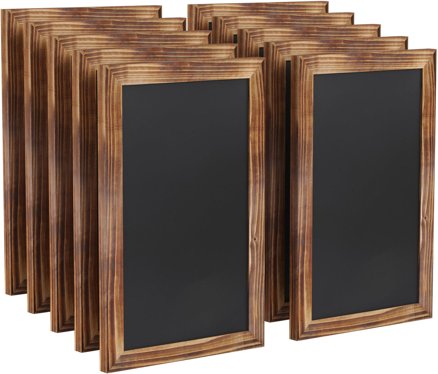 Canterbury 11" x 17" Torched Wood Wall Mount Magnetic Chalkboard Sign, Hanging Wall Chalkboard Memo Board for Home, School, or Business, Set of 10