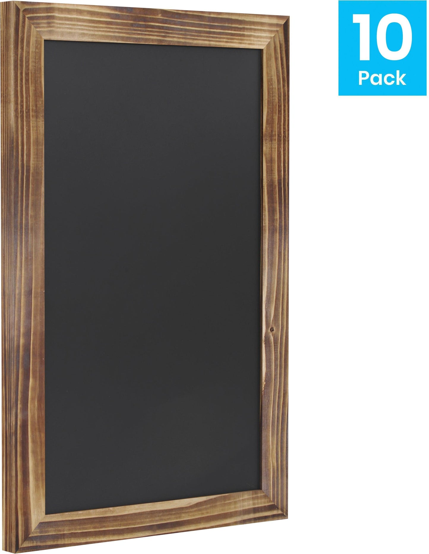 Canterbury 11" x 17" Torched Wood Wall Mount Magnetic Chalkboard Sign, Hanging Wall Chalkboard Memo Board for Home, School, or Business, Set of 10