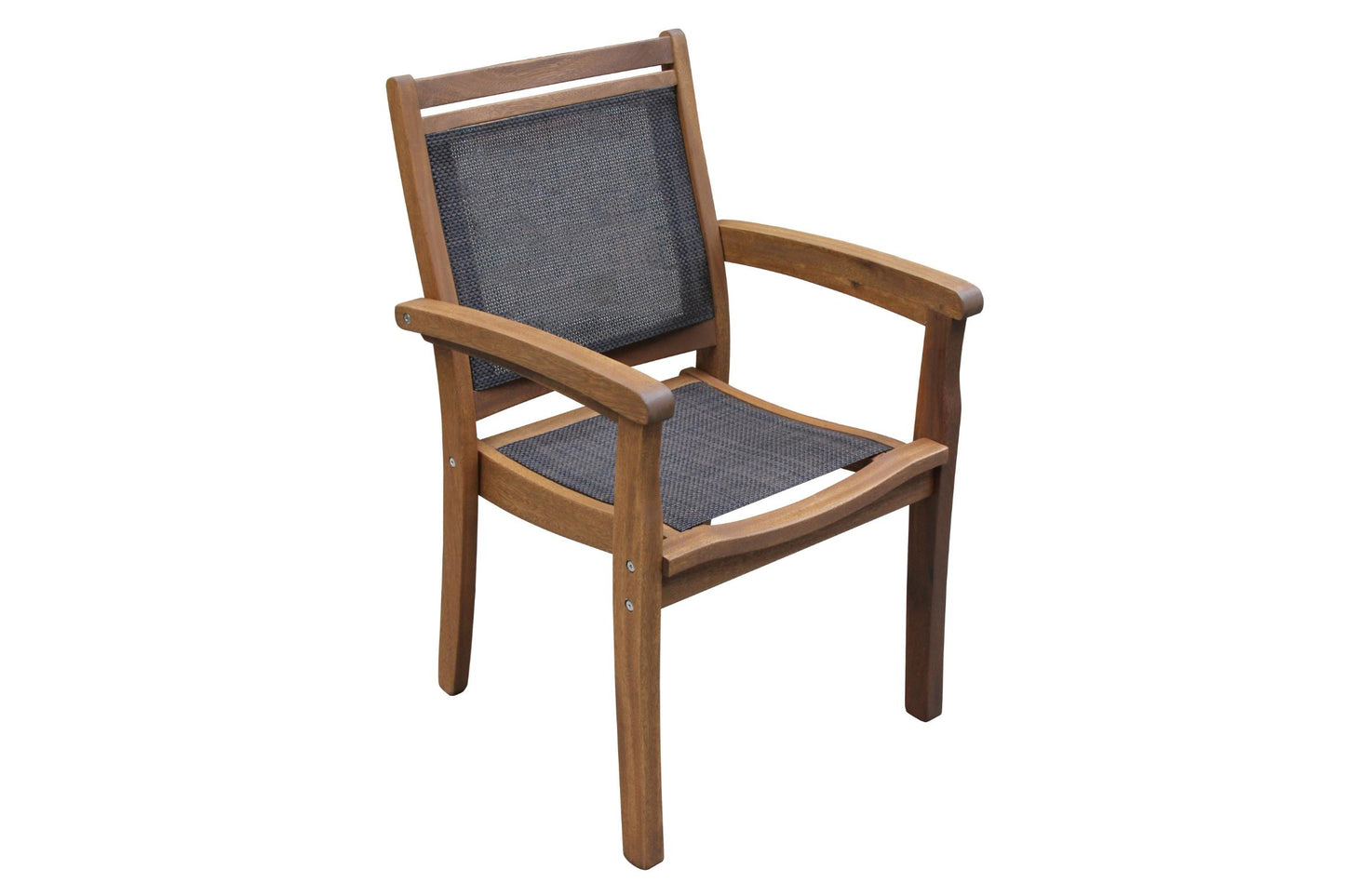 Eucalyptus and Dark Brown Outdoor Sling Stacking Dining Chair