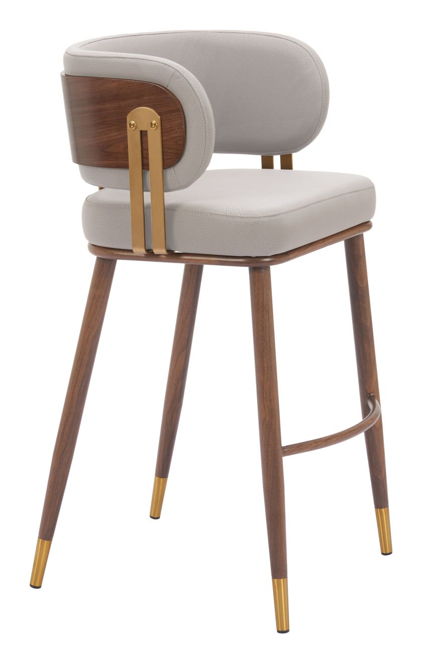 Brew Upholstered Metal Bar Stool - Beige