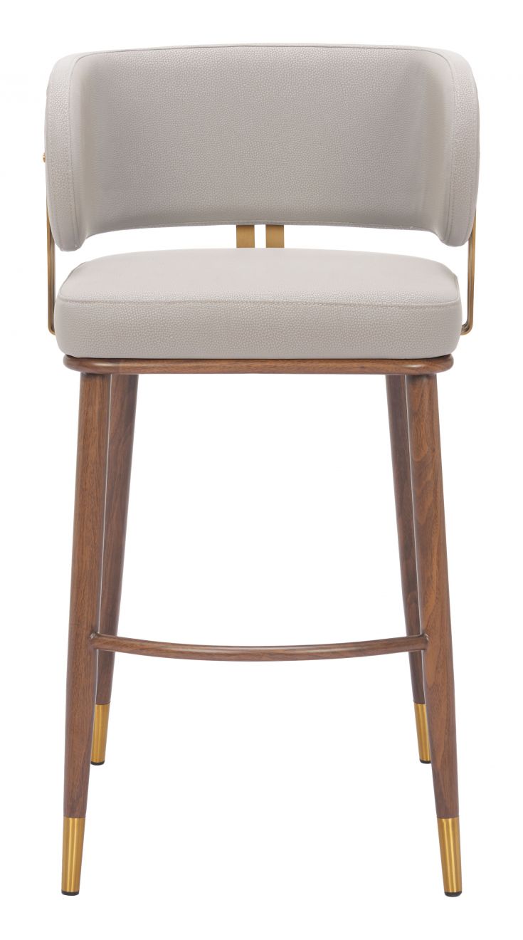 Brew Upholstered Metal Bar Stool - Beige