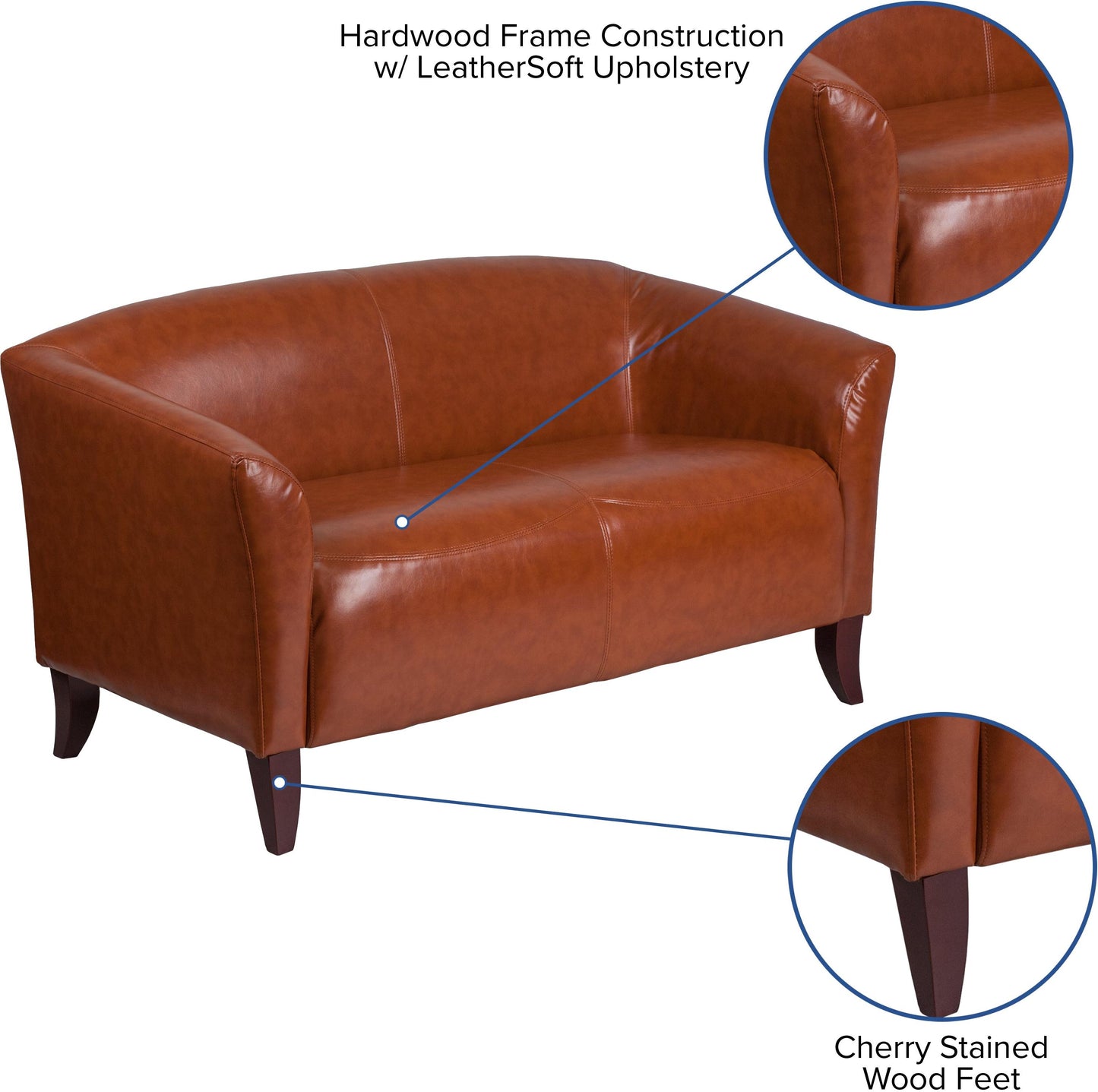 HERCULES Imperial Series Cognac LeatherSoft Loveseat