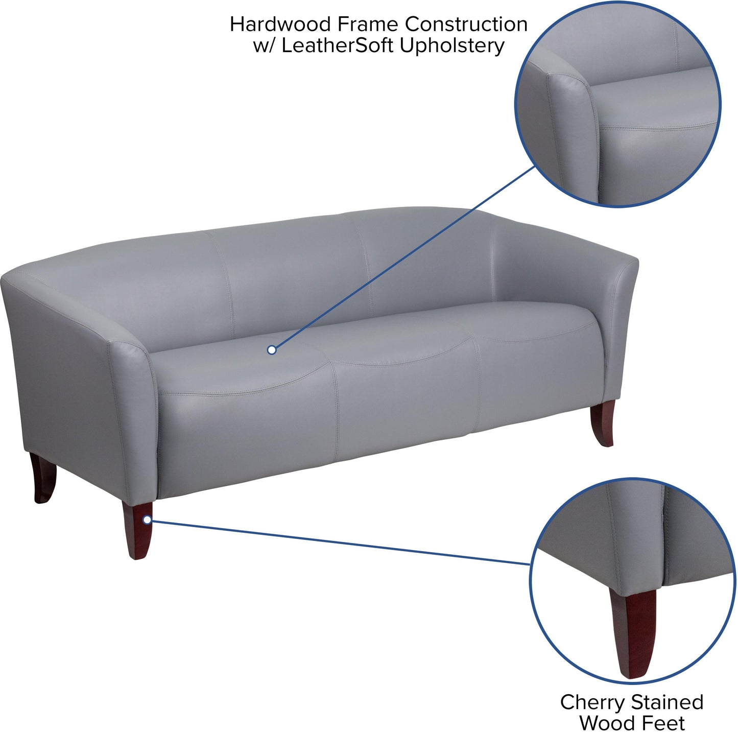 HERCULES Imperial Series Gray LeatherSoft Sofa