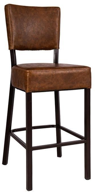 Metal Modern Lounge Bar Stool with Cushioned Vinyl Seat and Back