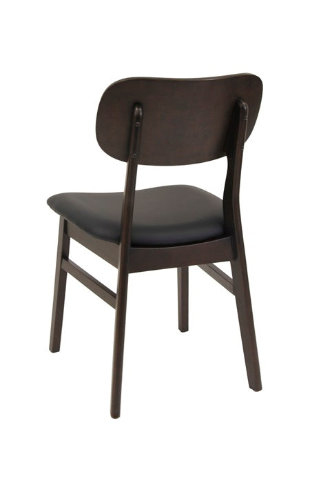 Dark Walnut Rubber Wood Chair with Black Vinyl Seat