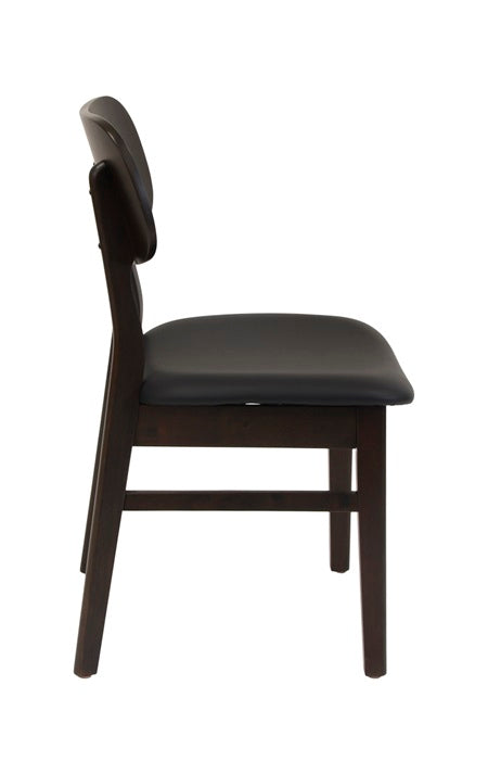 Dark Walnut Rubber Wood Chair with Black Vinyl Seat