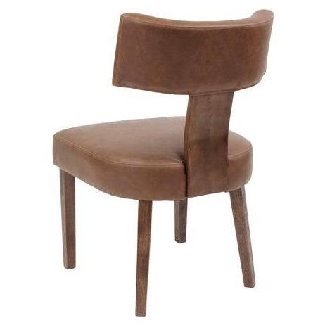 Indoor Rubberwood Dining Chair with Rich Brown Cushioned Vinyl Back & Seat