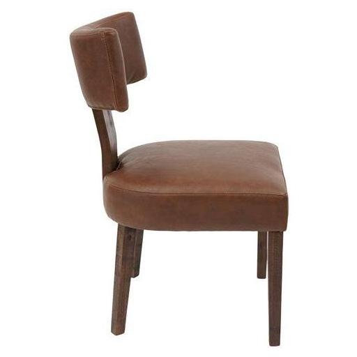 Indoor Rubberwood Dining Chair with Rich Brown Cushioned Vinyl Back & Seat