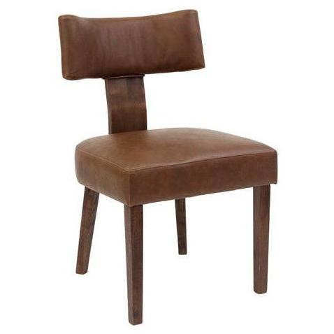 Indoor Rubberwood Dining Chair with Rich Brown Cushioned Vinyl Back & Seat