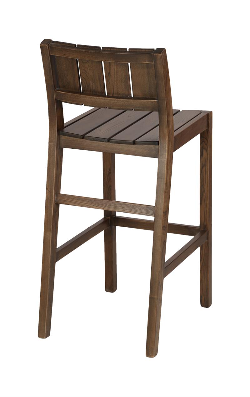 Ridgewood Elm Restaurant Bar Stool with Slat Back in Walnut Finish